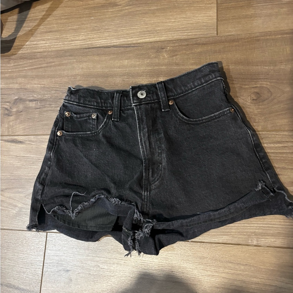 Abercrombie & Fitch Black Distressed Denim Shorts
